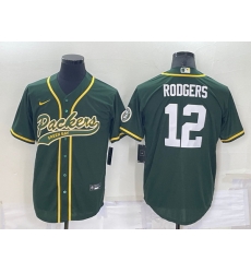 Men Green Bay Packers 12 Aaron Rodgers Green Cool Base Stitched Baseball Jersey