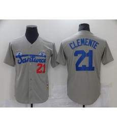 Men Santwice 21 Film Roberto Clemente Grey Base Ball Jersey