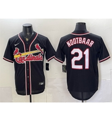 Men St Louis Cardinals 21 Lars Nootbaar 2026 Fashion Replica Black Out Stitched Baseball Jersey Men St Louis Cardinals 21 Lars Nootbaar 2026 Fashion Replica Black Out Stitched Baseball Jersey