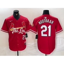 Men St  Louis Cardinals 21 Lars Nootbaar Red 2024 City Connect Stitched Baseball Jersey 1