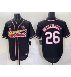 Men St  Louis Cardinals  26 JJ Wetherholt 2026 Fashion Replica Black Out Stitched Baseball Jersey