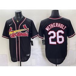 Men St  Louis Cardinals  26 JJ Wetherholt 2026 Fashion Replica Black Out Stitched Baseball Jersey
