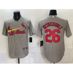 Men St  Louis Cardinals  26 JJ Wetherholt Grey Cool Base Stitched Baseball Jersey