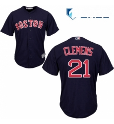 Mens Majestic Boston Red Sox 21 Roger Clemens Replica Navy Blue Alternate Road Cool Base MLB Jersey