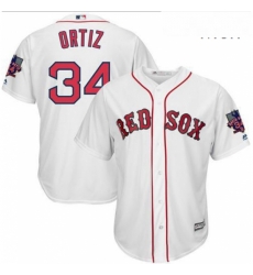 Mens Majestic Boston Red Sox 34 David Ortiz Authentic White Home Retirement Patch Cool Base MLB Jersey