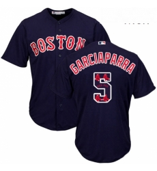 Mens Majestic Boston Red Sox 5 Nomar Garciaparra Authentic Navy Blue Team Logo Fashion Cool Base MLB Jersey