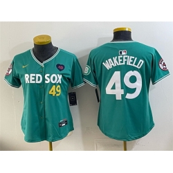Women Boston Red Sox  49 Tim Wakefield Memorial Patch Green 2025 City Connect Limited Stitched Baseball Jersey  