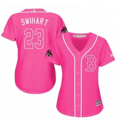 Womens Majestic Boston Red Sox 23 Blake Swihart Authentic Pink Fashion 2018 World Series Champions MLB Jersey