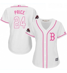 Womens Majestic Boston Red Sox 24 David Price Authentic White Fashion 2018 World Series Champions MLB Jersey