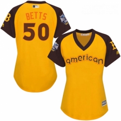 Womens Majestic Boston Red Sox 50 Mookie Betts Authentic Yellow 2016 All Star American League BP Cool Base MLB Jersey