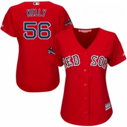 Womens Majestic Boston Red Sox 56 Joe Kelly Authentic Red Alternate Home 2018 World Series Champions MLB Jersey