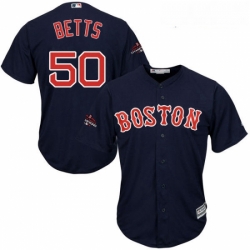 Youth Majestic Boston Red Sox 50 Mookie Betts Authentic Navy Blue Alternate Road Cool Base 2018 World Series Champions MLB Jersey