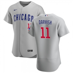 Men Chicago Cubs 11 Yu Darvish Men Nike Gray Road 2020 Flex Base Team Jersey