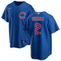 Men Chicago Cubs 2 Nico Hoerner Blue Cool Base Stitched Baseball jersey