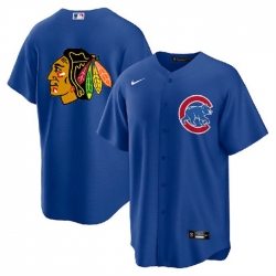 Men Chicago Cubs  26 Blackhawks Royal Cool Base Stitched Baseball Jersey