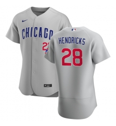 Men Chicago Cubs 28 Kyle Hendricks Men Nike Gray Road 2020 Flex Base Team Jersey