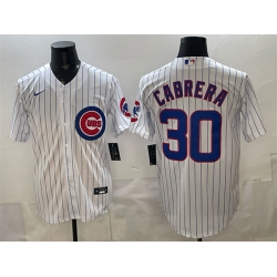Men Chicago Cubs  30 Edward Cabrera White 2026 Cool Base Stitched Baseball Jersey