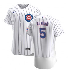 Men Chicago Cubs 5 Albert Almora Jr  Men Nike White Home 2020 Flex Base Player Jersey