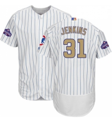 Mens Majestic Chicago Cubs 31 Fergie Jenkins Authentic White 2017 Gold Program Flex Base MLB Jersey