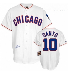 Mens Mitchell and Ness Chicago Cubs 10 Ron Santo Replica White 1968 Throwback MLB Jersey