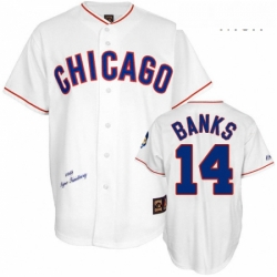 Mens Mitchell and Ness Chicago Cubs 14 Ernie Banks Authentic White 1968 Throwback MLB Jersey