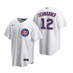 Mens Nike Chicago Cubs 12 Kyle Schwarber White Home Stitched Baseball Jerse