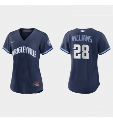 Chicago Cubs 28 Mitch Williams Women Nike 2021 City Connect Navy MLB Jersey