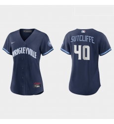 Chicago Cubs 40 Rick Sutcliffe Women Nike 2021 City Connect Navy MLB Jersey