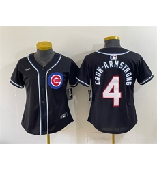 Women Chicago Cubs 4 Pete Crow Armstrong 2026 Fashion Replica Black Out Stitched Baseball Jersey Women Chicago Cubs 4 Pete Crow Armstrong 2026 Fashion Replica Black Out Stitched Baseball Jersey