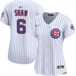 Women Chicago Cubs 6 Matt Shaw White Home Limited Stitched Baseball Jersey 