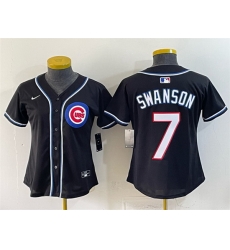 Women Chicago Cubs  7 Dansby Swanson 2026 Fashion Replica Black Out Stitched Baseball Jersey  