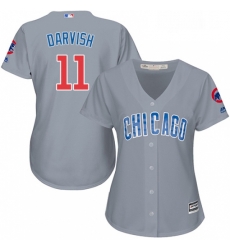 Womens Majestic Chicago Cubs 11 Yu Darvish Replica Grey Road MLB Jersey 