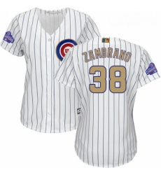 Womens Majestic Chicago Cubs 38 Carlos Zambrano Authentic White 2017 Gold Program MLB Jersey