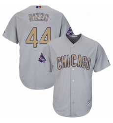 Womens Majestic Chicago Cubs 44 Anthony Rizzo Authentic Gray 2017 Gold Champion MLB Jersey