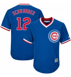 Youth Majestic Chicago Cubs 12 Kyle Schwarber Replica Royal Blue Cooperstown Cool Base MLB Jersey