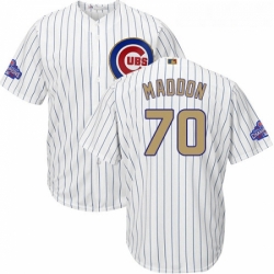 Youth Majestic Chicago Cubs 70 Joe Maddon Authentic White 2017 Gold Program Cool Base MLB Jersey