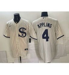 Men Chicago White Sox  4 Luke Appling Cream Cool Base Stitched Baseball Jersey