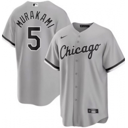 Men Chicago White Sox Nike #5 Gray Alternate Limited Jersey Murakami Munetaka