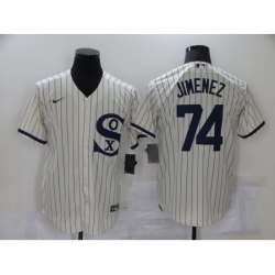 Men Nike Chicago White Sox 74 Eloy Jimenez Cream Game 2021 Field of Dreams Jersey