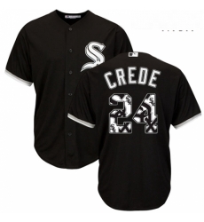 Mens Majestic Chicago White Sox 24 Joe Crede Authentic Black Team Logo Fashion Cool Base MLB Jersey