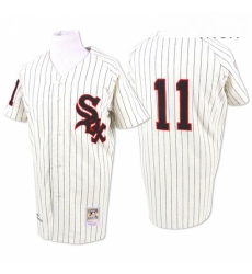 Mens Mitchell and Ness 1959 Chicago White Sox 11 Luis Aparicio Replica Cream Throwback MLB Jersey