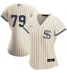 Women Chicago White Sox 79 Jose Abreu 2021 Cream Navy Name 26Number Field Of Dreams Cool Base Stitched Jersey