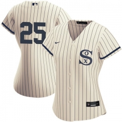 Women Chicago White Sox Field of Dreams 25 Andrew Vaughn Cream Jersey