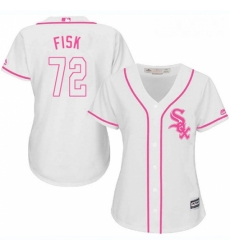 Womens Majestic Chicago White Sox 72 Carlton Fisk Replica White Fashion Cool Base MLB Jersey