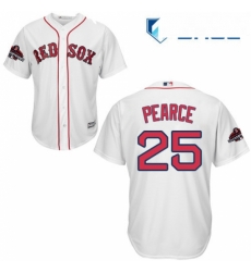 Youth Majestic Boston Red Sox 25 Steve Pearce Authentic White Home Cool Base 2018 World Series Champions MLB Jersey 