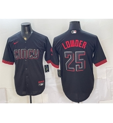 Men Cincinnati Reds  25 Rhett Lowder Black City Connect Cool Base Stitched Baseball Jersey