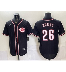 Men Cincinnati Reds  26 Chase Burns 2026 Fashion Replica Black Out Stitched Baseball Jersey