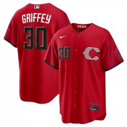 Men Cincinnati Reds  30 Ken Griffey Jr  Red 2026 City Connect Stadium Stitched Baseball Jersey