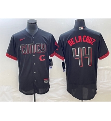 Men Cincinnati Reds 44 Elly De La Cruz Black 2023 City Connect Cool Base Stitched Jersey 1