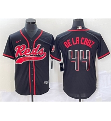 Men Cincinnati Reds 44 Elly De La Cruz Black Cool Base Stitched Baseball Jersey